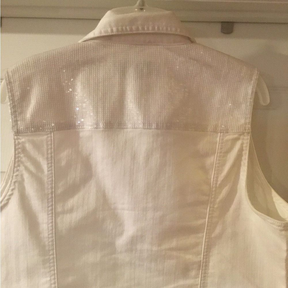 Chico's White Denim Vest with Sequin Accents - Picture 6 of 11